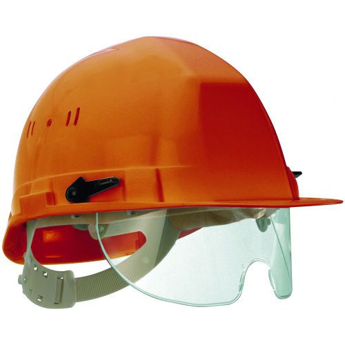 Casque de chantier avec lunette intégrée orange - EARLINE | 65124